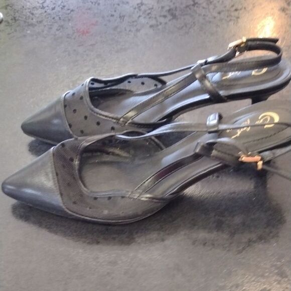 Comfort Black Mesh Heels - Picture 4 of 5